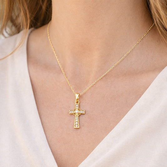 Good Shepherd Golden Cross Necklace