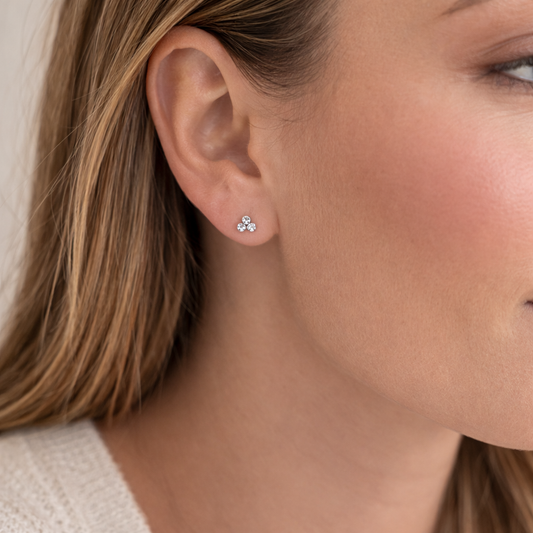 Sterling Silver Crystal Trinity Earrings