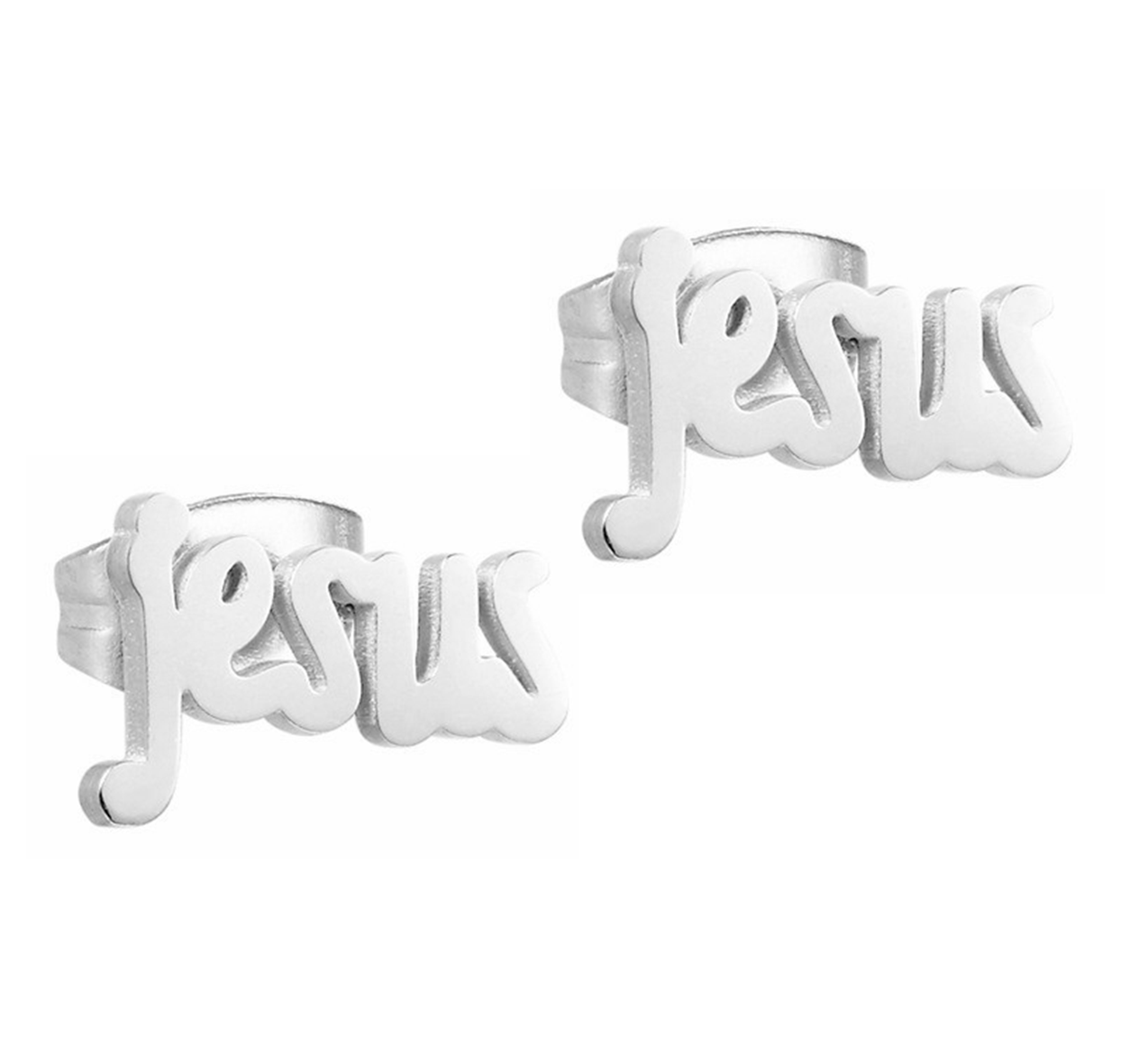 Jesus Stud Earrings (Silver)