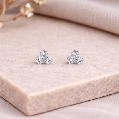 Sterling Silver Crystal Trinity Earrings