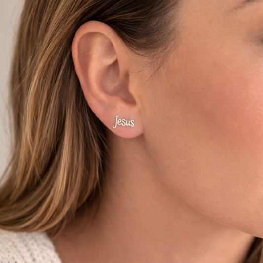 Jesus Stud Earrings (Silver)