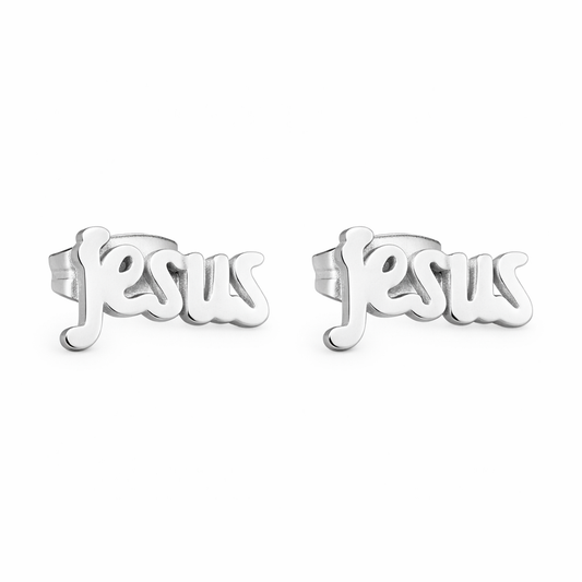 Jesus Stud Earrings (Silver)