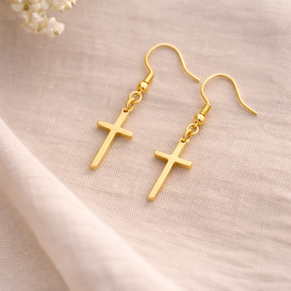 Golden Cross Earrings