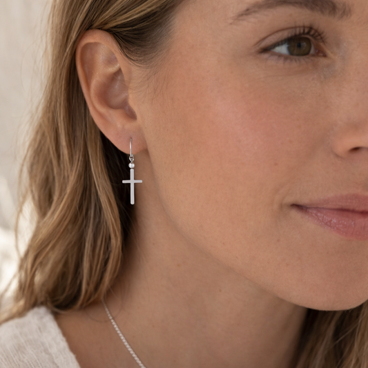 Silver Cross Earrings