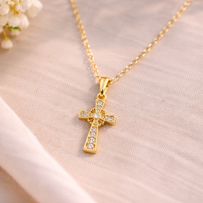 Good Shepherd Golden Cross Necklace