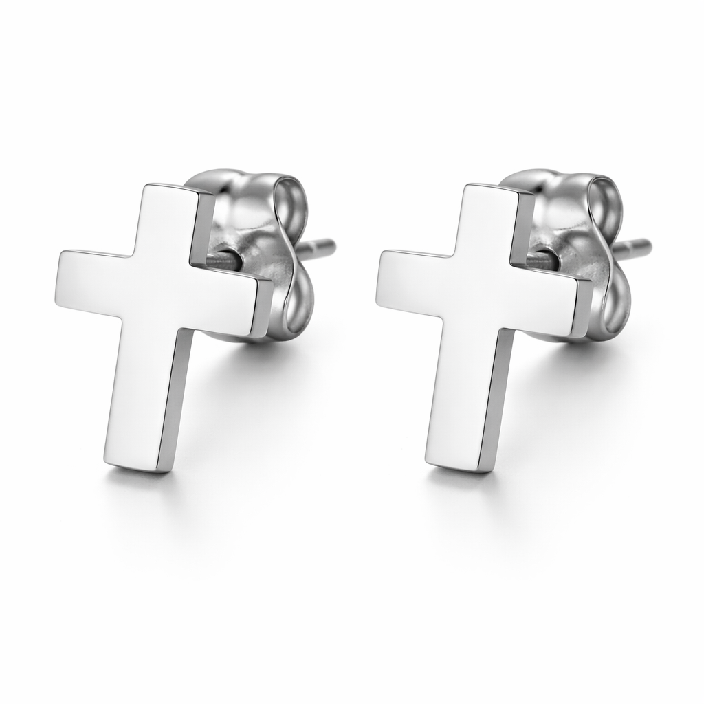 Silver Cross Stud Earrings
