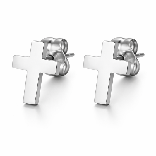 Silver Cross Stud Earrings