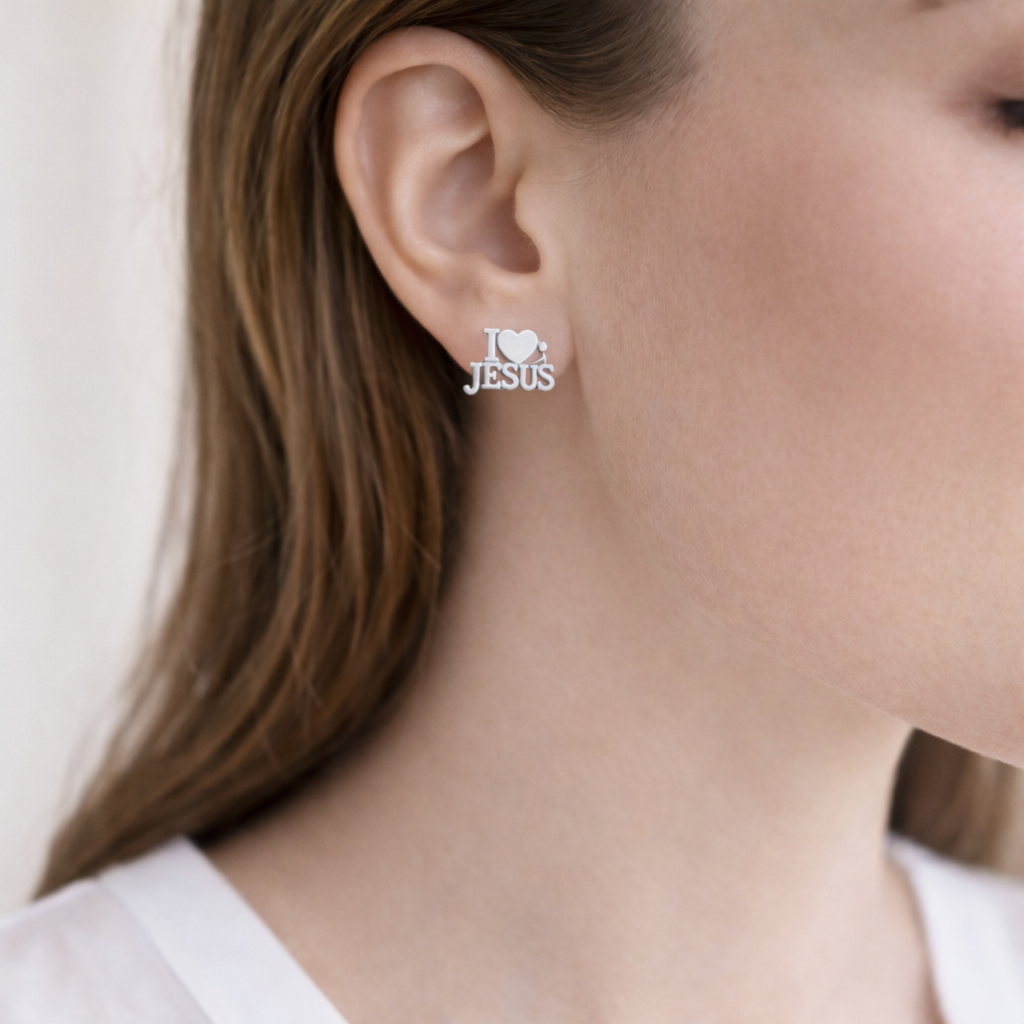 I Love Jesus Stud Earrings