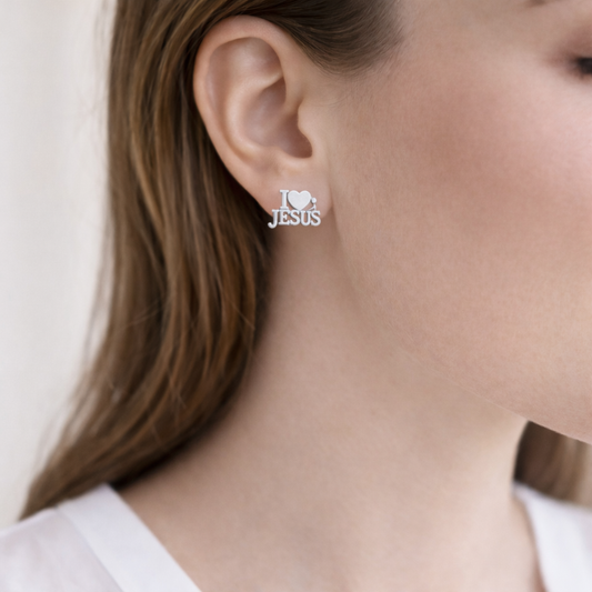 I Love Jesus Stud Earrings