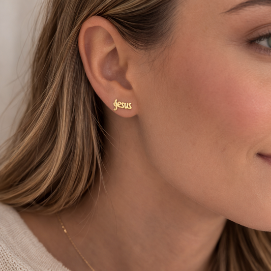 Jesus Stud Earrings (Gold)