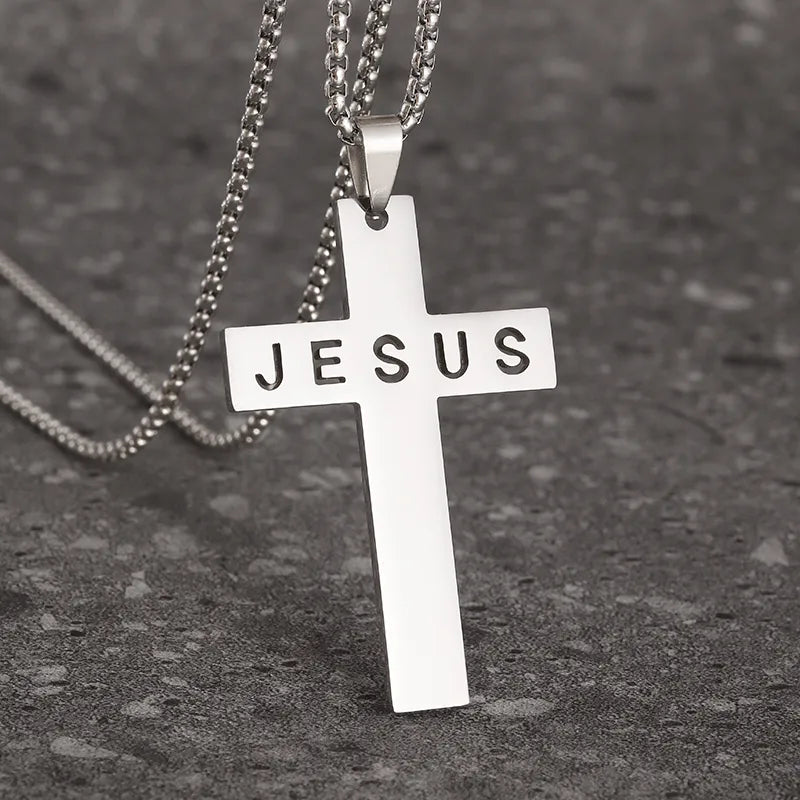 Mens Jesus Cross Necklace