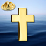 Load image into Gallery viewer, Golden Cross Pin Badge
