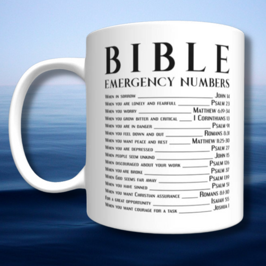 Bible Emergency Numbers Mug