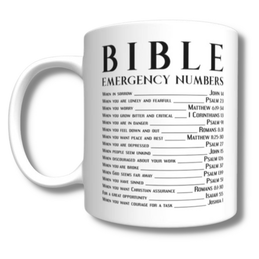 Bible Emergency Numbers Mug