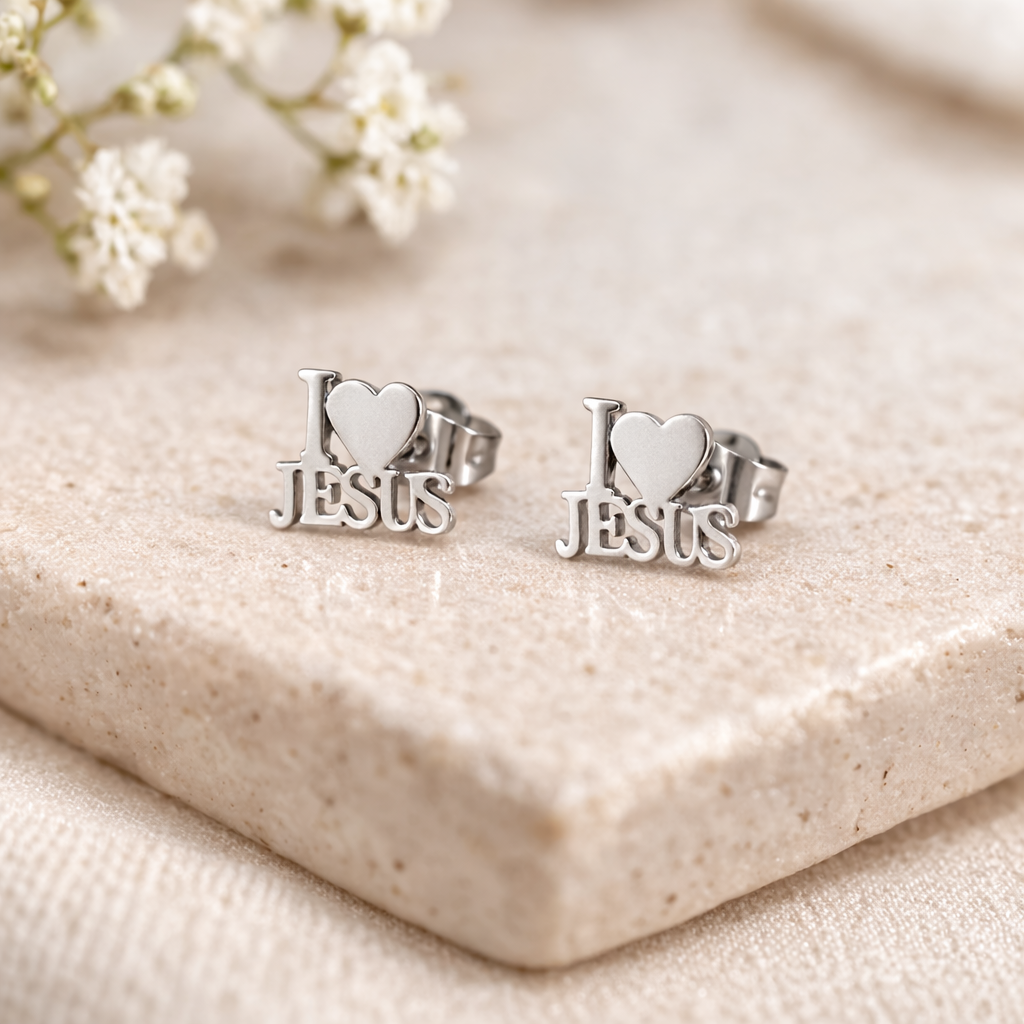 I Love Jesus Stud Earrings