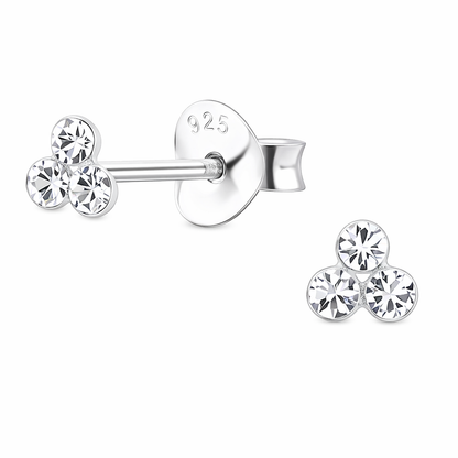 Sterling Silver Crystal Trinity Earrings