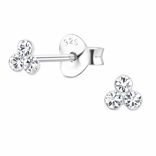 Sterling Silver Crystal Trinity Earrings