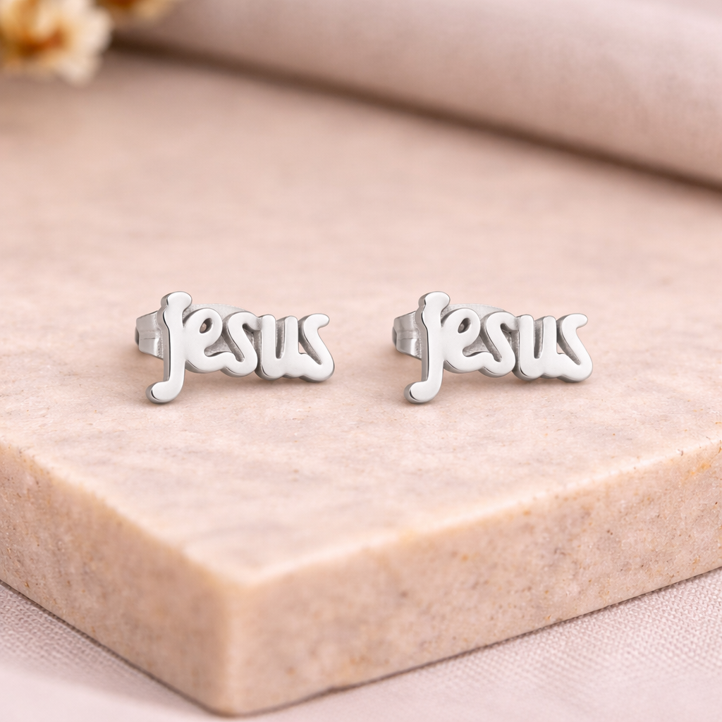 Jesus Stud Earrings (Silver)
