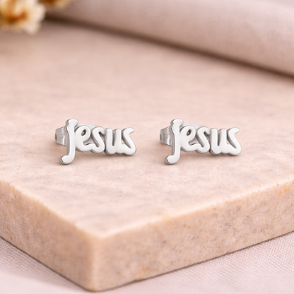 Jesus Stud Earrings (Silver)