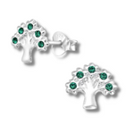 Load image into Gallery viewer, Sterling Silver Tree of Life Emerald Earrings
