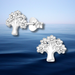 Load image into Gallery viewer, Sterling Silver Tree of Life Crystal Earrings
