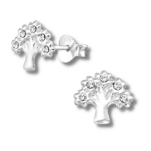Sterling Silver Tree of Life Crystal Earrings