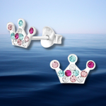 Load image into Gallery viewer, Sterling Silver Crowned with Honour Earrings
