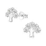 Load image into Gallery viewer, Sterling Silver Tree of Life Crystal Earrings
